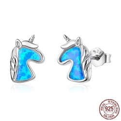 Unicorn earrings - blue opal - 925 sterling silverEarrings