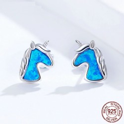 Unicorn earrings - blue opal - 925 sterling silverEarrings
