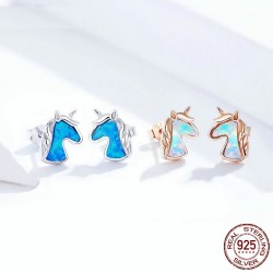 Unicorn earrings - blue opal - 925 sterling silverEarrings