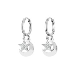 Small circle earrings - moon / crystal starEarrings