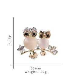 Double owl brooch - opal / crystalsBrooches