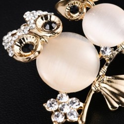 Double owl brooch - opal / crystalsBrooches