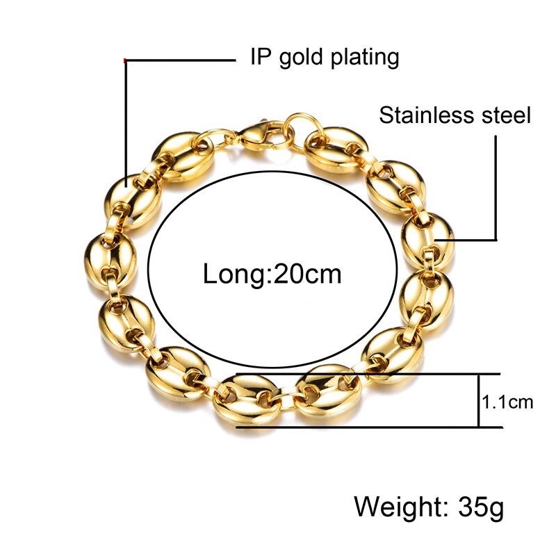 Coffee beans shaped link chain - bracelet - stainless steel - unisex - waterproofBracelets