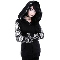 Black hoodie - with zipper - punk styleHoodies & Jumpers
