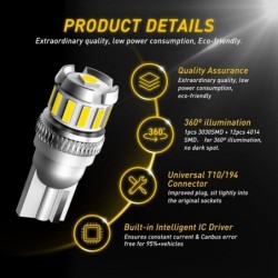 Car light bulb - W5W - LED - T10 - Canbus - SMD - 12V - white - 2 piecesT10