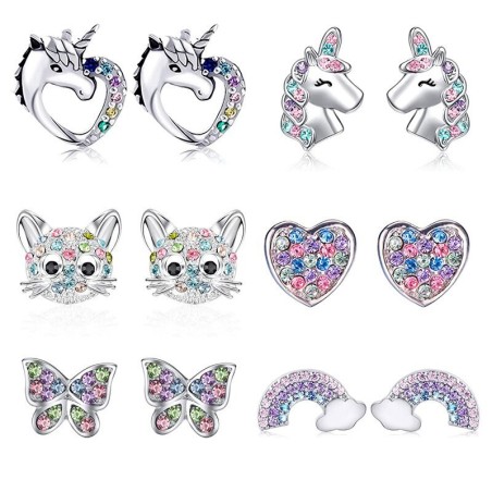 Stylish silver earrings - unicorn - cat - butterfly - rainbow - starEarrings