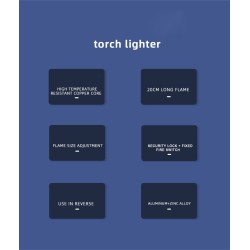 Metal torch gas lighter - windproof - adjustable flameLighters
