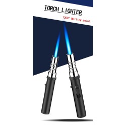 Metal torch gas lighter - windproof - adjustable flameLighters