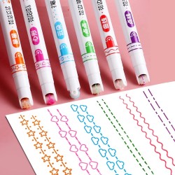 Roller pen - art maker highlighter - with patterns - stars - wave - clouds - hearts - 6 piecesPens & Pencils