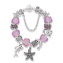 Stylish silver bracelet - starfish / dolphin / beads / turtle - crystalsBracelets