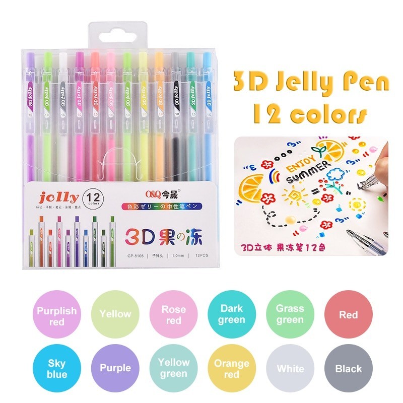 3D jelly pen - multi-color - painting / graffiti / ceramic / metal / glass - 12 piecesPens & Pencils