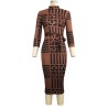 Classic midi dress - three quarters sleeve - geometric black color stripesDresses