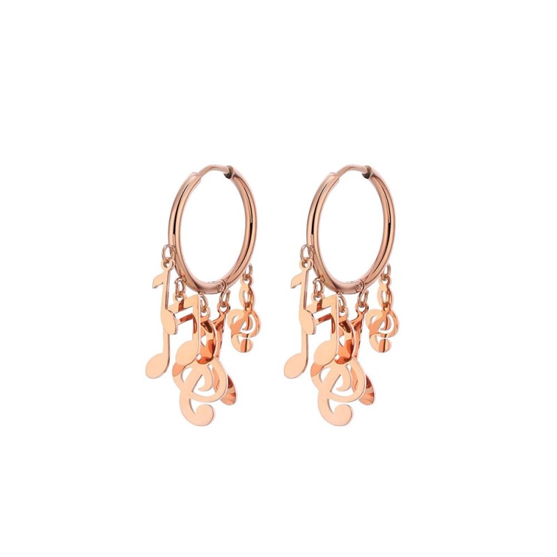 Small hoop earrings - with hanging music notesEarrings