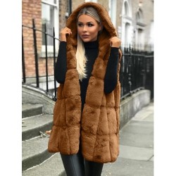 Warm winter fur coat - hooded vestJackets