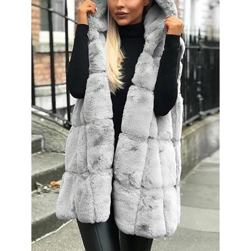 Warm winter fur coat - hooded vestJackets