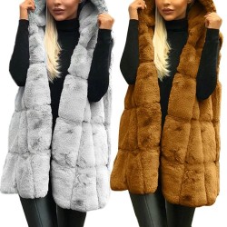 Warm winter fur coat - hooded vestJackets