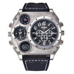 OULM 1349 - sports large watch - compass - leather strapWatches