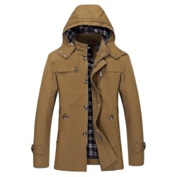 Long hooded jacket - windbreaker - with zipper / buttonsJackets
