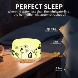 Ultrasonic air humidifier - essential oils diffuser - white wood grain - LED - EU plug - 500 mlHumidifiers