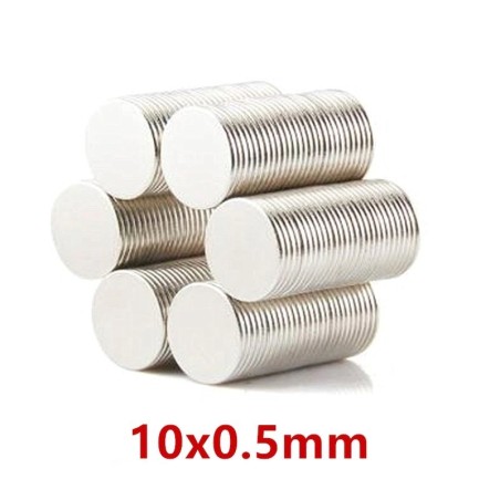 N52 - neodymium magnet - strong disc - 10 mm * 0.5 mm - 100 piecesN52