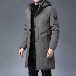 Long winter hooded jacket - zipper - buttonsJackets