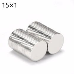 N50 - neodymium magnet - round disc - 15mm * 1mm - 50 piecesN50