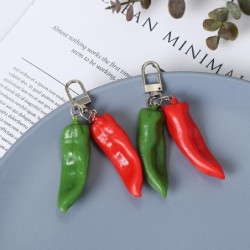 Double red / green chilli pepper - keychainKeyrings