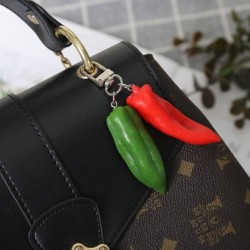 Double red / green chilli pepper - keychainKeyrings