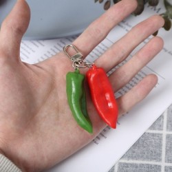 Double red / green chilli pepper - keychainKeyrings