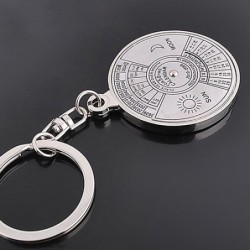 50 years perpetual calendar - silver round keychainKeyrings