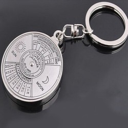 50 years perpetual calendar - silver round keychainKeyrings