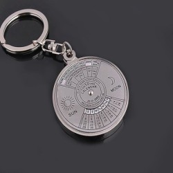 50 years perpetual calendar - silver round keychainKeyrings