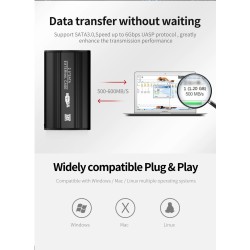 TISHRIC - SSD / HDD case - external enclosure - 2.5 inch SATA to USB 3.0 / USB 2.0HDD case