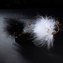 White / black peacock - brooch - feathers - pearlsBrooches