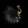 White / black peacock - brooch - feathers - pearlsBrooches