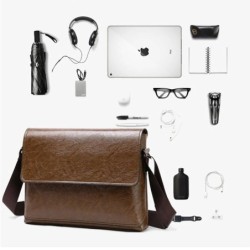 Elegant shoulder bag - leather - wideBags