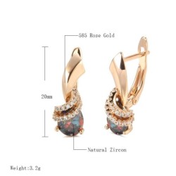 Luxurious rose gold earrings - colorful zircon / crystalsEarrings
