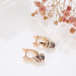 Luxurious rose gold earrings - colorful zircon / crystalsEarrings