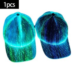 Baseball cap - fiber optic - 7 colors LED - USB - blackHats & Caps
