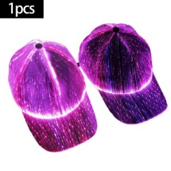 Baseball cap - fiber optic - 7 colors LED - USB - blackHats & Caps