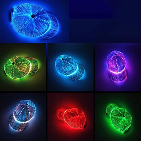 Baseball cap - fiber optic - 7 colors LED - USB - blackHats & Caps