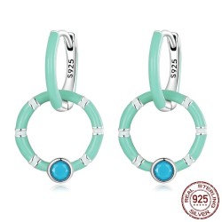 Turquoise double ring earrings - 925 sterling silverEarrings