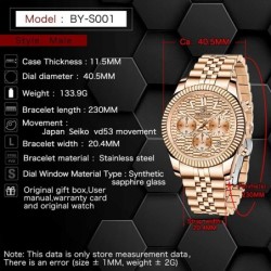 BENYAR - elegant Quartz watch - chronograph - waterproof - stainless steel - blackWatches