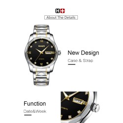 HAIQIN - mechanical automatic watch - stainless steel - gold / whiteWatches