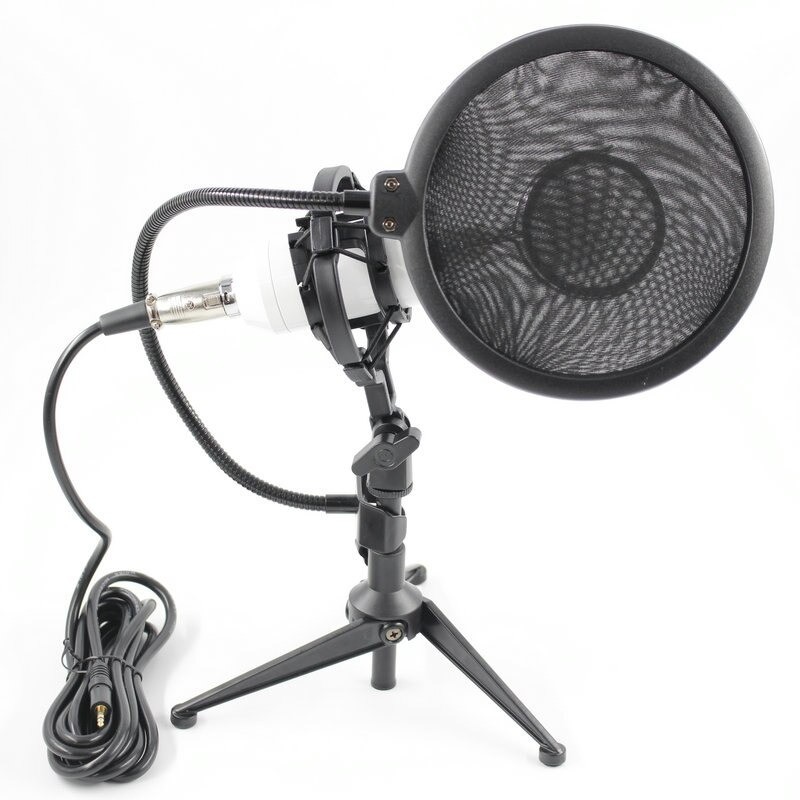 BM8000 - wired recording condenser - microphone - shock mount - stand - 3.5mm plugMicrophones