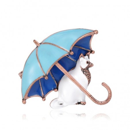 Cat with an umbrella - enamel broochBrooches