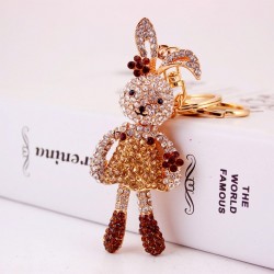 Crystal long-ears rabbit / flowers - keychainKeyrings