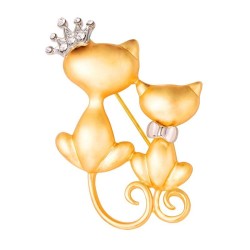 Double cat with crown - broochBrooches