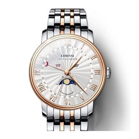 LOBINNI - luxury Quartz watch - moon phase - waterproof - stainless steel - gold / whiteWatches