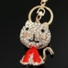 Crystal cat - red enamel - keychainKeyrings